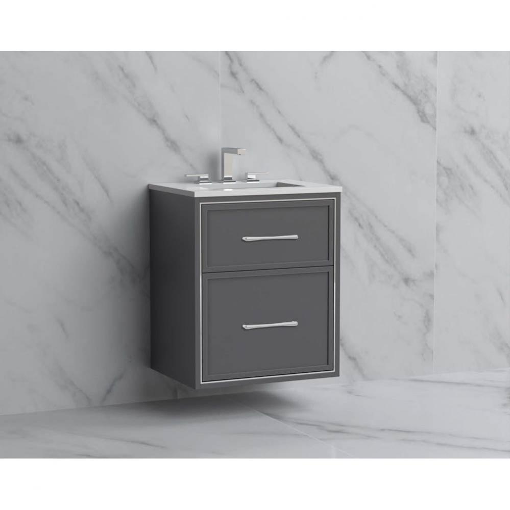 Madeli Edge 24'' Wall hung Vanity Cabinet in Studio Grey/HW: Handles Matte Black(MB)