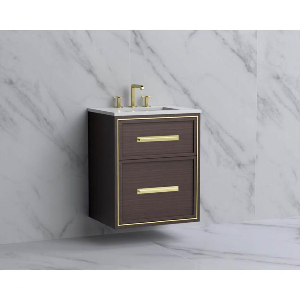 Madeli Edge 24'' Wall hung Vanity Cabinet in Walnut/HW: Handles Polished Chrome(PC)