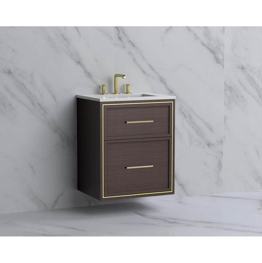 Madeli Edge 24'' Wall hung Vanity Cabinet in Walnut/HW: Handles Polished Chrome(PC)