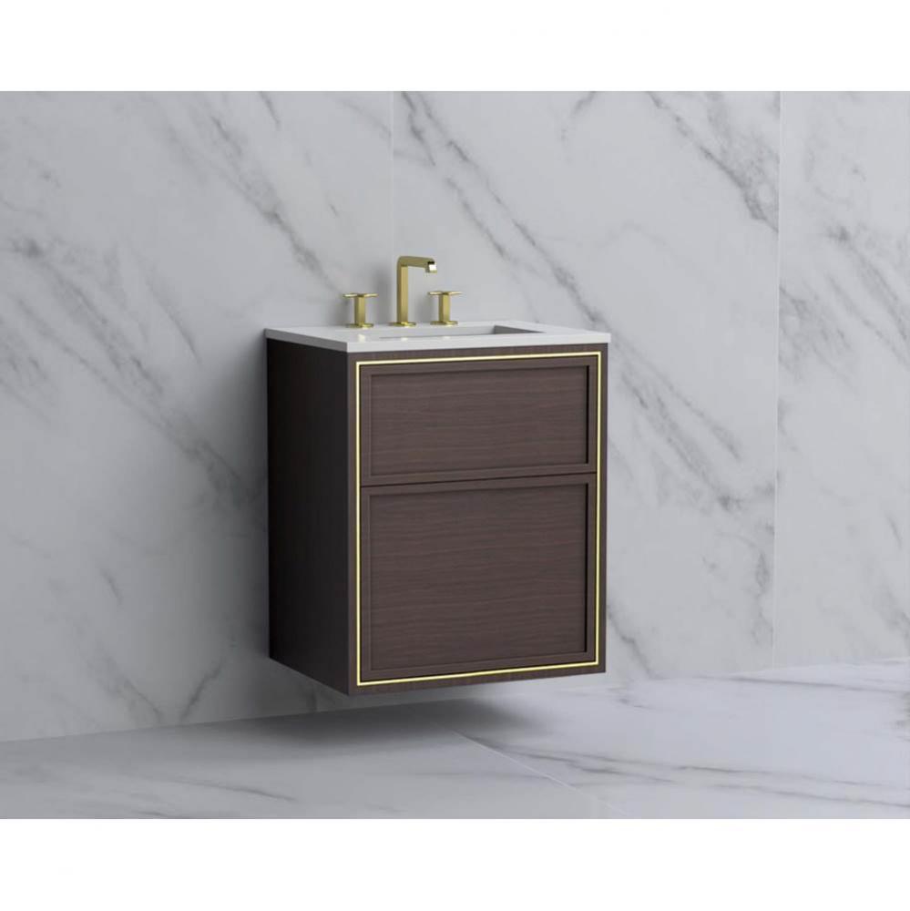 Madeli Edge 24'' Wall hung Vanity Cabinet in Walnut/HW: No Handles - Inlay  Brushed Nick