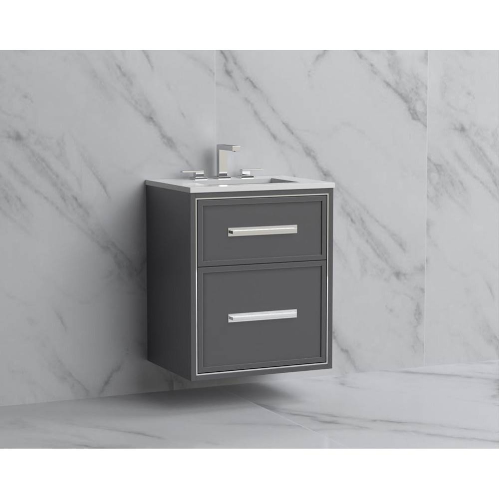 Edge 24'' Wall hung Vanity Cabinet in Studio Grey/HW: Handles Polished Chrome(PC)