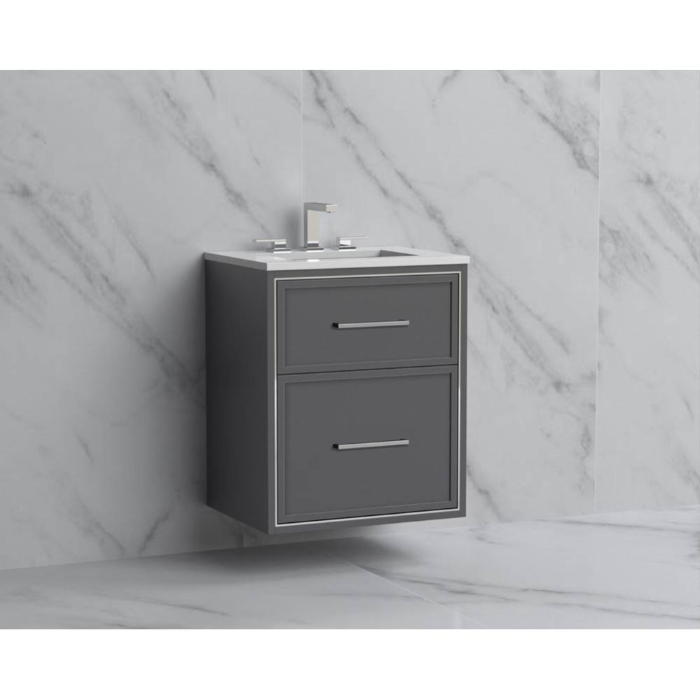 Edge 24'' Wall hung Vanity Cabinet in Studio Grey/HW: Handles Polished Nickel(PN)