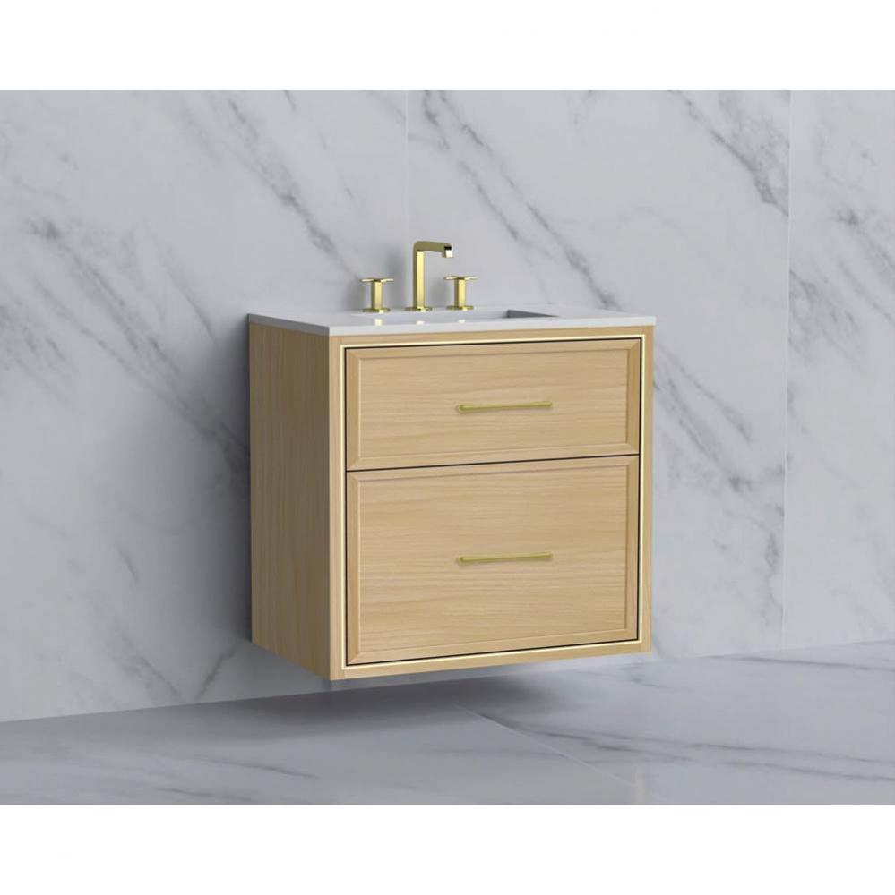 Madeli Edge 30'' Wall hung Vanity Cabinet in Natural Oak/HW: Handles Polished Chrome(PC)