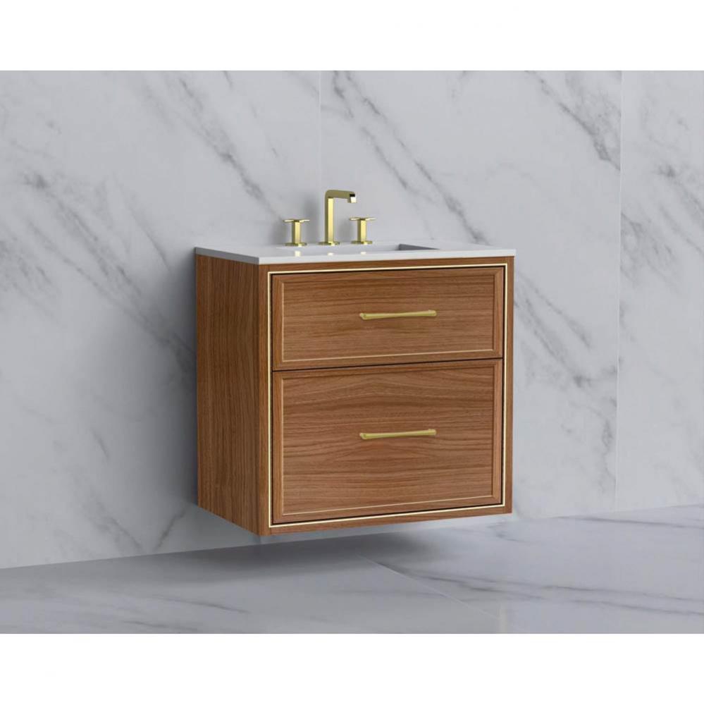 Madeli Edge 30'' Wall hung Vanity Cabinet in Natural Walnut/HW: Handles Matte Black(MB)