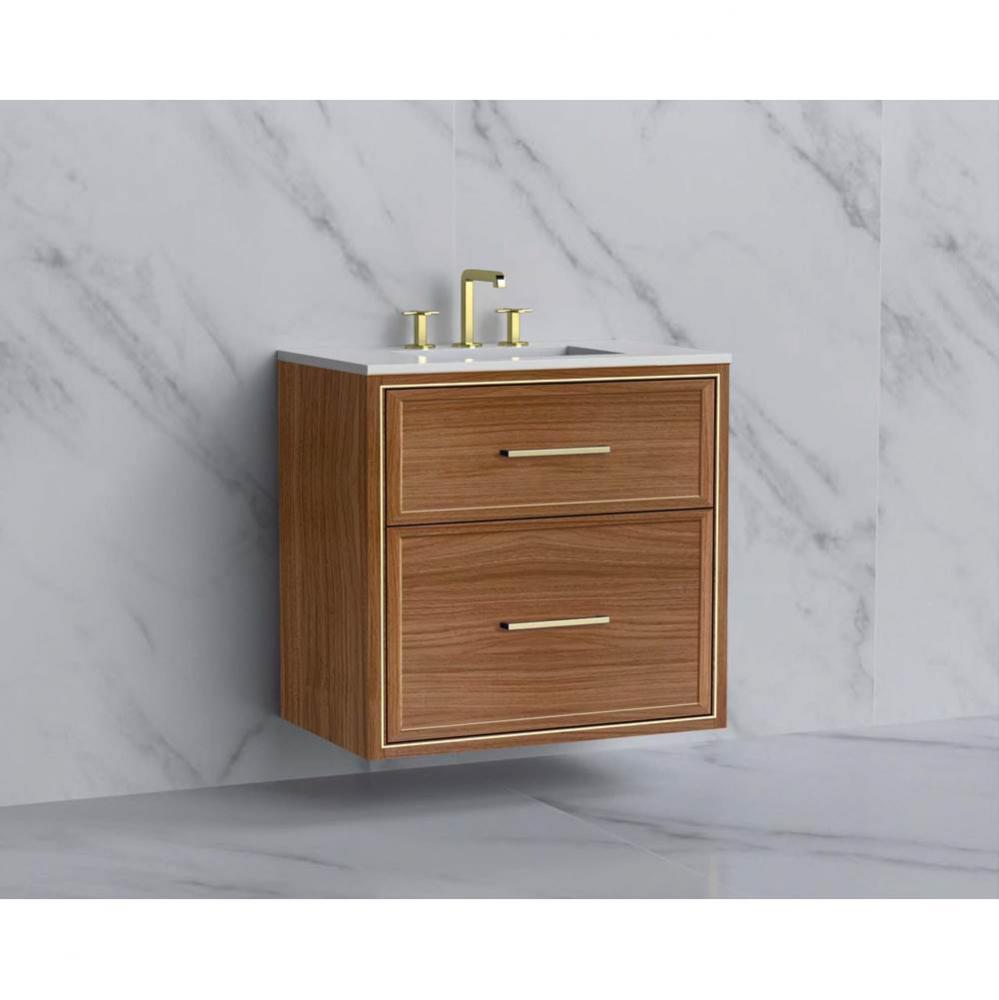 Madeli Edge 30'' Wall hung Vanity Cabinet in Natural Walnut/HW: Handles Polished Nickel(