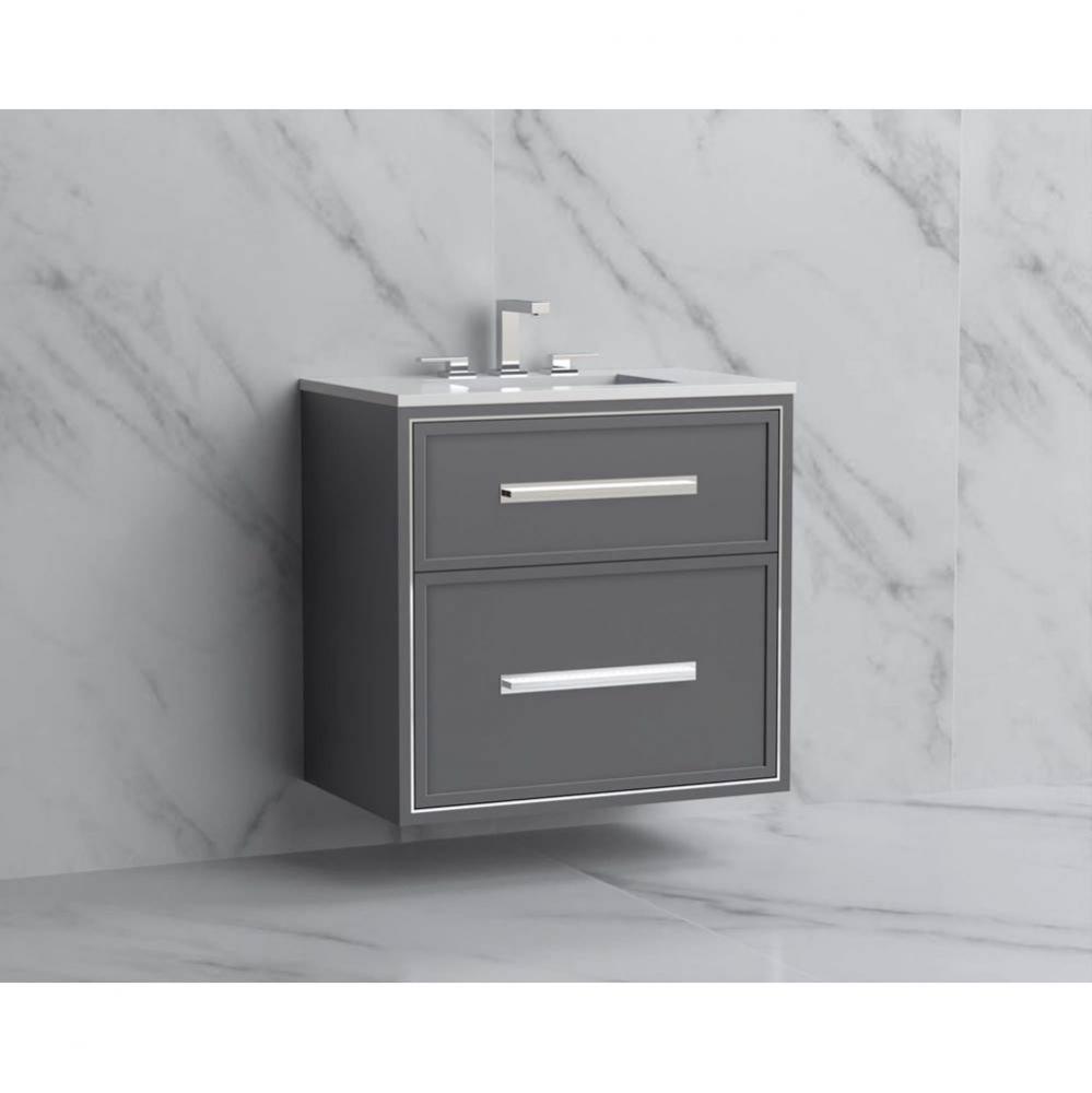 Madeli Edge 30'' Wall hung Vanity Cabinet in Studio Grey/HW: Handles Polished Chrome(PC)