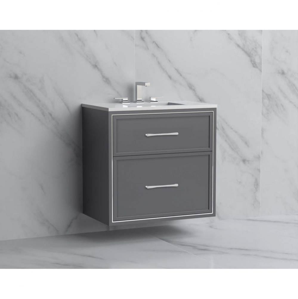 Madeli Edge 30'' Wall hung Vanity Cabinet in Studio Grey/HW: Handles Satin Brass(SB)