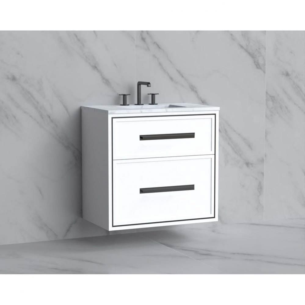 Madeli Edge 30'' Wall hung Vanity Cabinet in White/HW: Handles Satin Brass(SB)