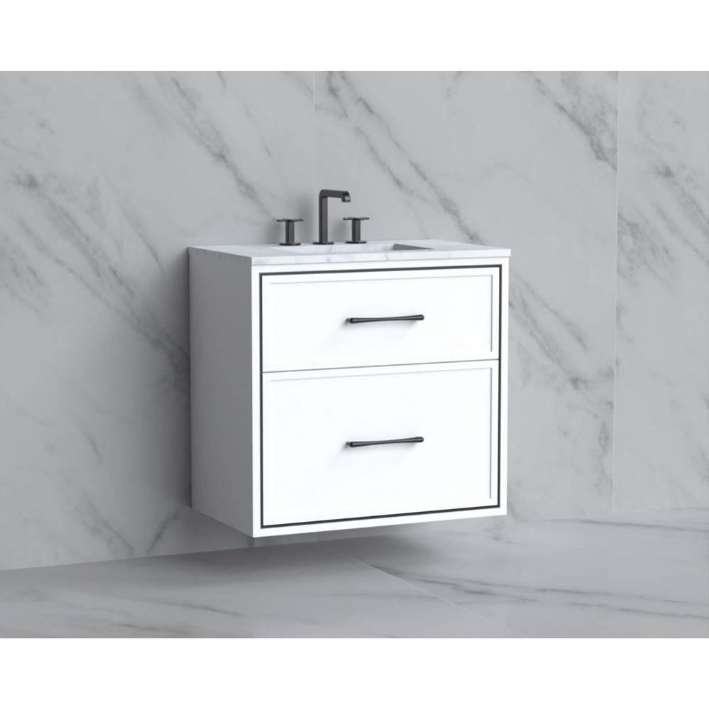 Madeli Edge 30'' Wall hung Vanity Cabinet in White/HW: Handles Matte Black(MB)