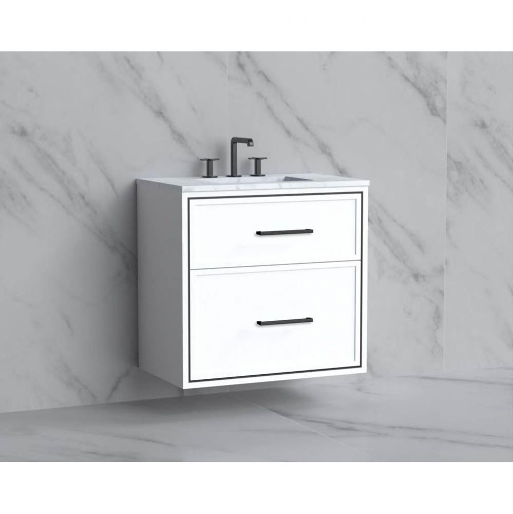 Madeli Edge 30'' Wall hung Vanity Cabinet in White/HW: Handles Polished Nickel(PN)
