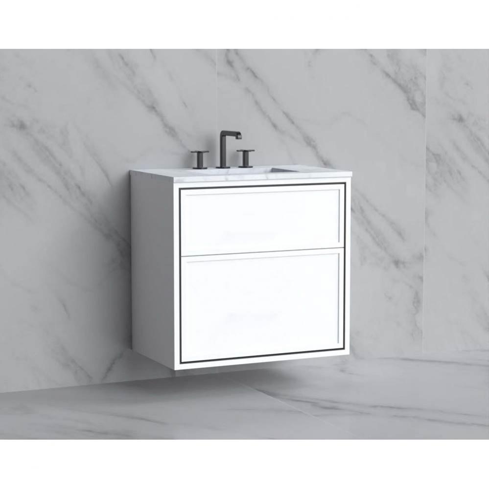 Madeli Edge 30'' Wall hung Vanity Cabinet in White/HW: No Handles - Inlay  Polished Chro