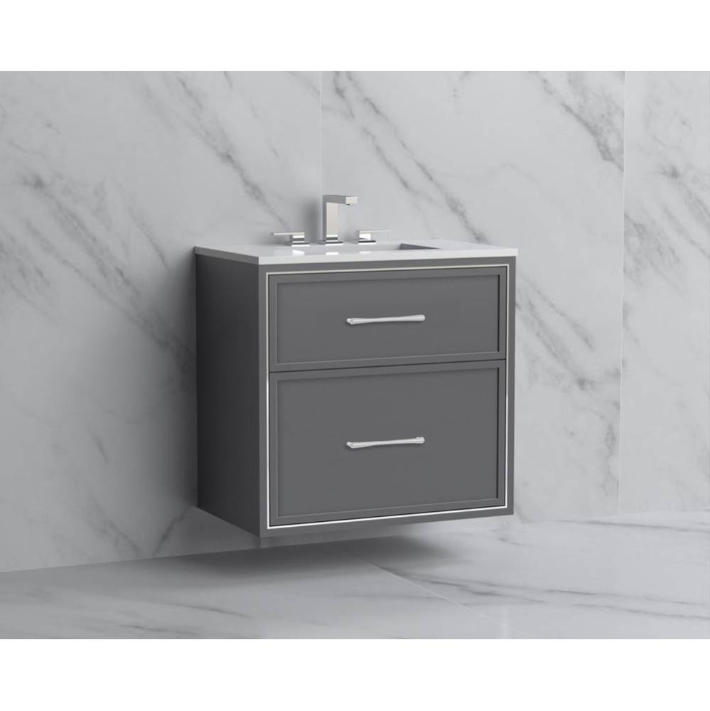 Edge 30'' Wall hung Vanity Cabinet in Studio Grey/HW: Handles Polished Chrome(PC)