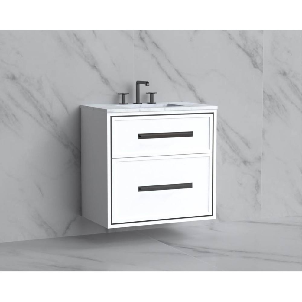 Edge 30'' Wall hung Vanity Cabinet in White/HW: Handles Polished Chrome(PC)