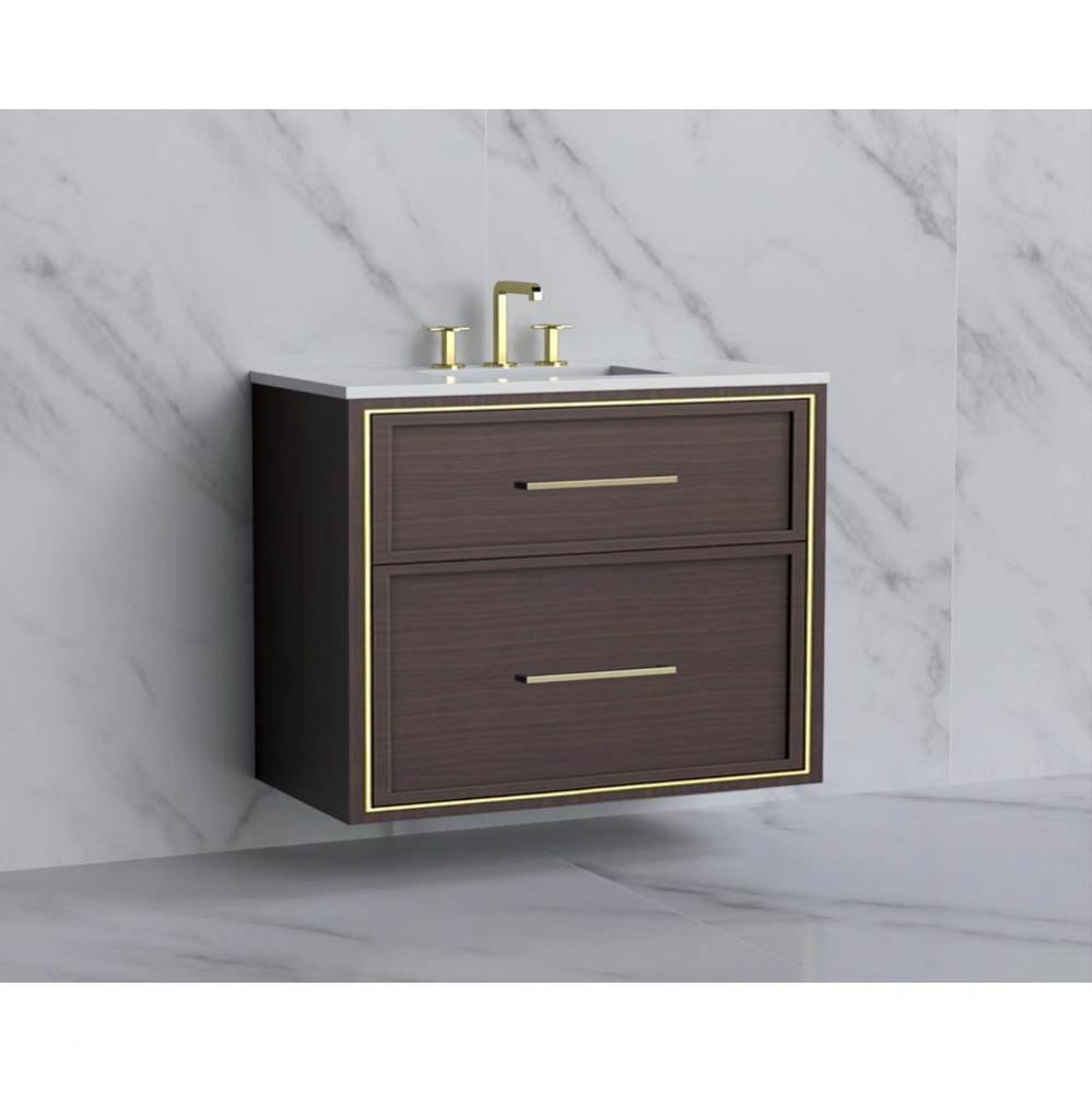 Madeli Edge 36'' Wall hung Vanity Cabinet in Walnut/HW: Handles Brushed Nickel(BN)