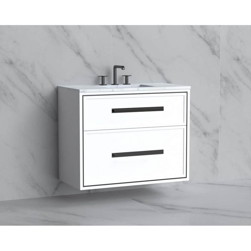 Edge 36'' Wall hung Vanity Cabinet in White/HW: Handles Polished Chrome(PC)
