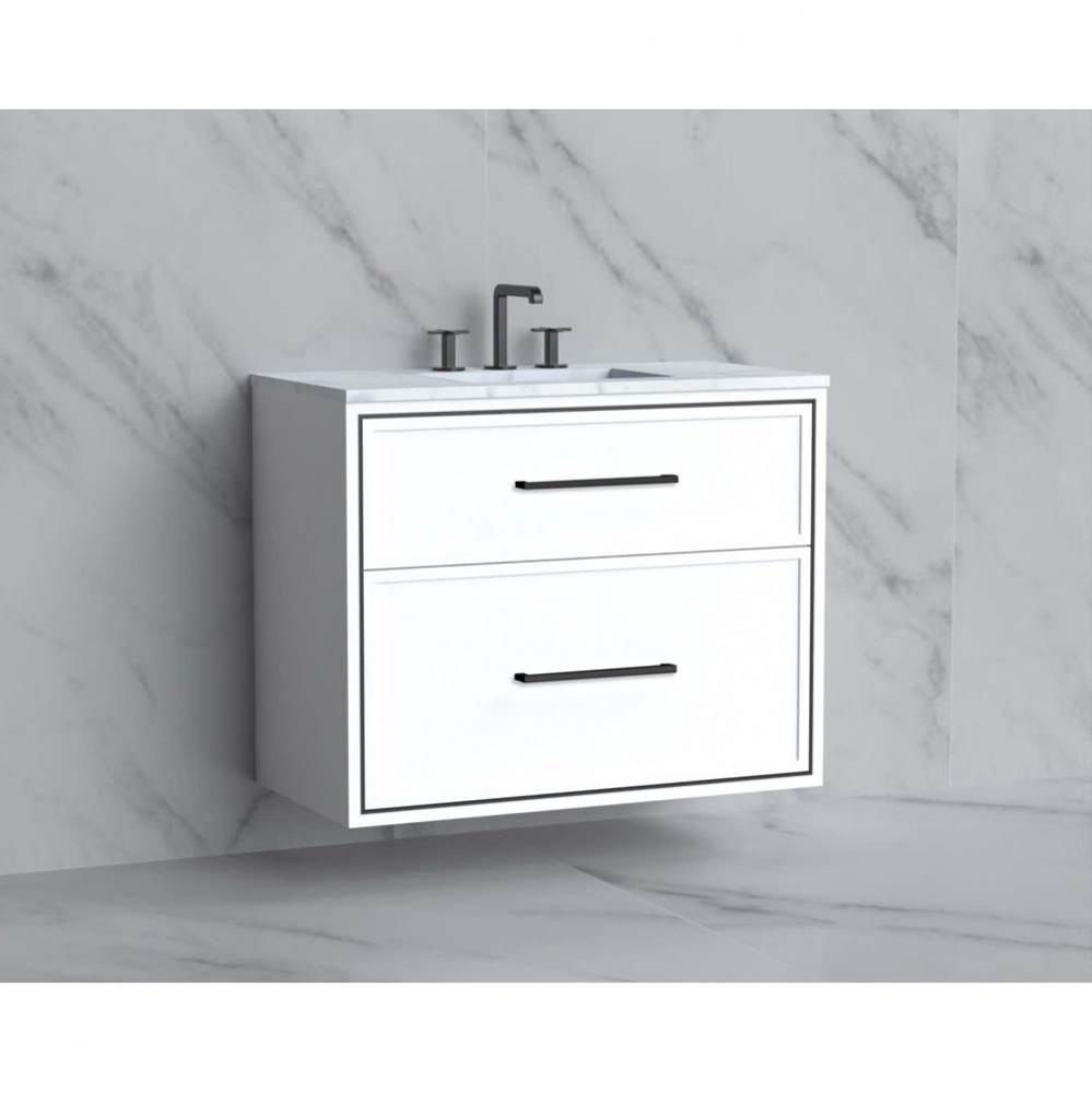 Madeli Edge 36'' Wall hung Vanity Cabinet in White/HW: Handles Polished Nickel(PN)