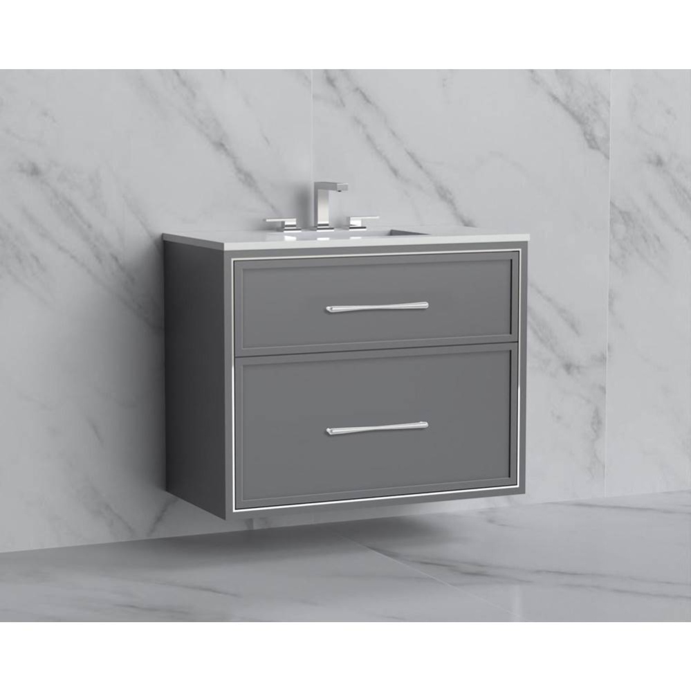 Edge 36'' Wall hung Vanity Cabinet in Studio Grey/HW: Handles Polished Chrome(PC)