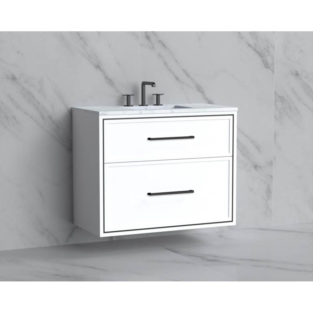 Edge 36'' Wall hung Vanity Cabinet in White/HW: Handles Polished Chrome(PC)