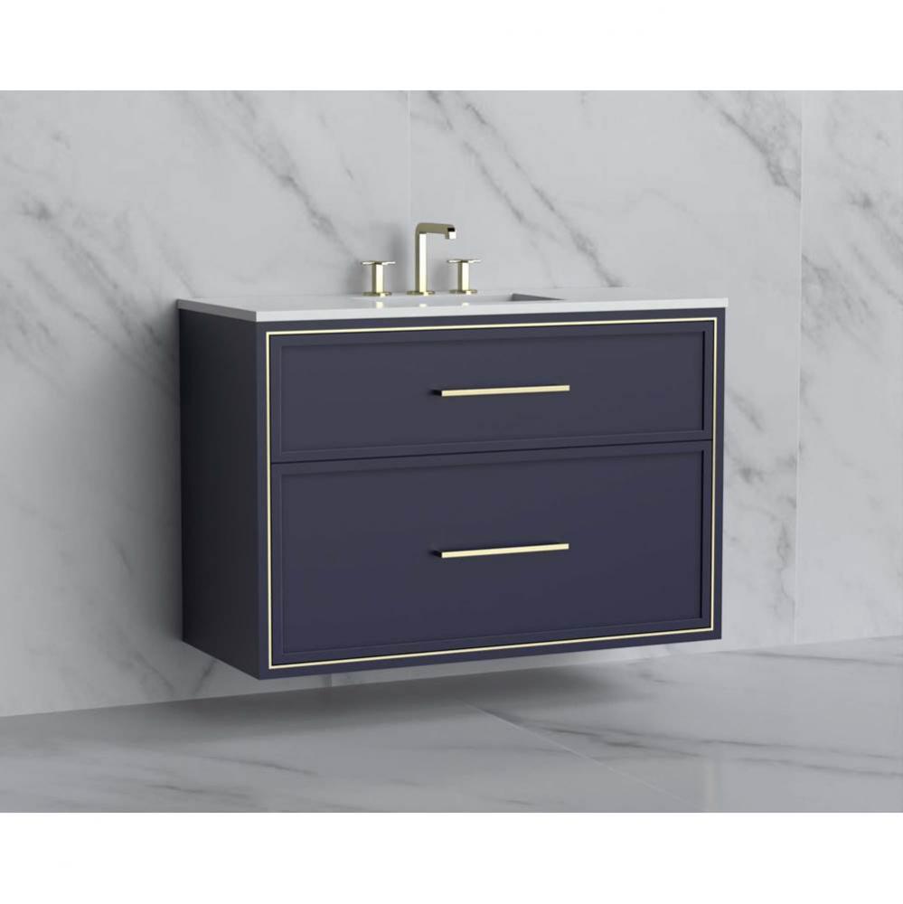 Madeli Edge 42'' Wall hung Vanity Cabinet in Sapphire/HW: Handles Polished Nickel(PN)