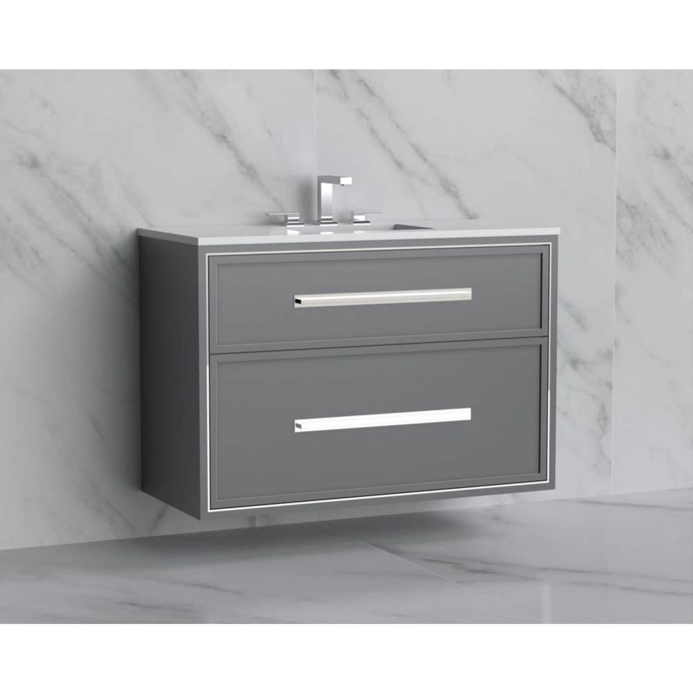 Madeli Edge 42'' Wall hung Vanity Cabinet in Studio Grey/HW: Handles Polished Nickel(PN)