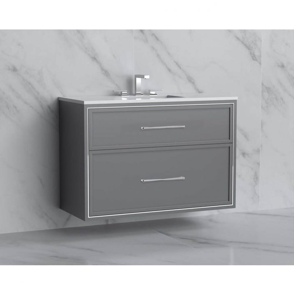Madeli Edge 42'' Wall hung Vanity Cabinet in Studio Grey/HW: Handles Satin Brass(SB)