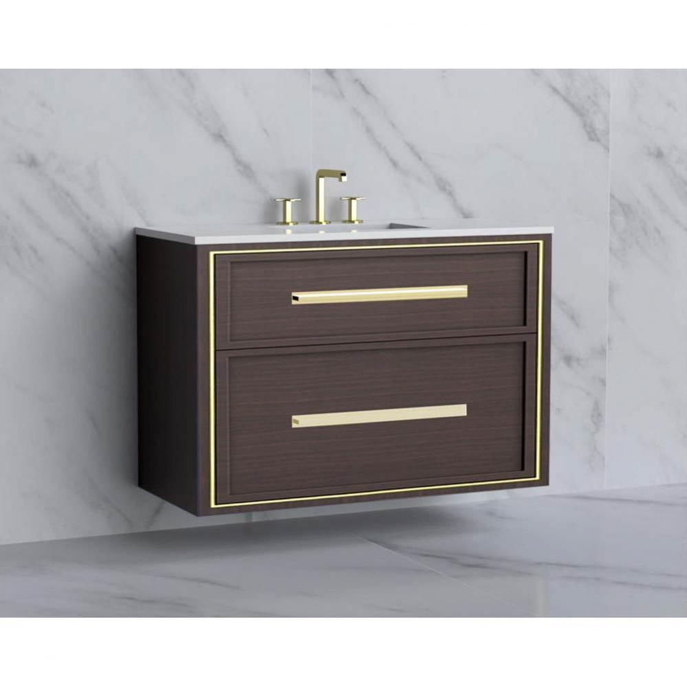 Madeli Edge 42'' Wall hung Vanity Cabinet in Walnut/HW: Handles Polished Nickel(PN)