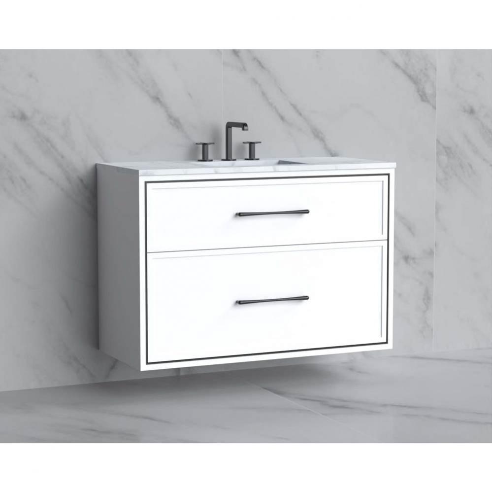 Madeli Edge 42'' Wall hung Vanity Cabinet in White/HW: Handles Matte Black(MB)