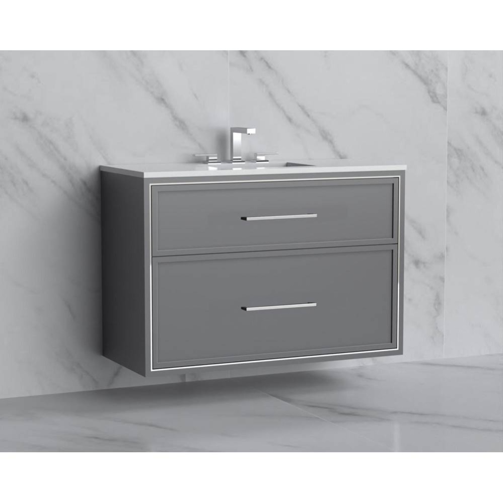 Edge 42'' Wall hung Vanity Cabinet in Studio Grey/HW: Handles Polished Chrome(PC)