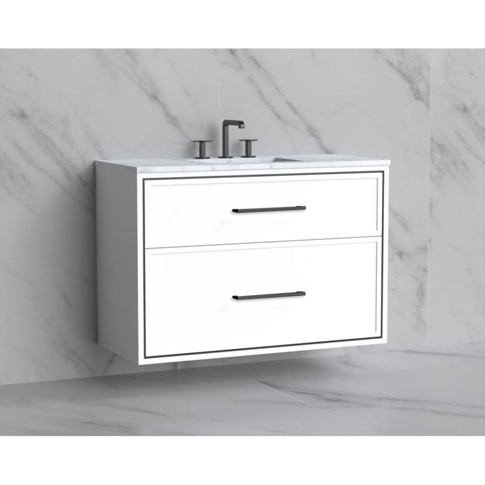 Edge 42'' Wall hung Vanity Cabinet in White/HW: Handles Polished Nickel(PN)