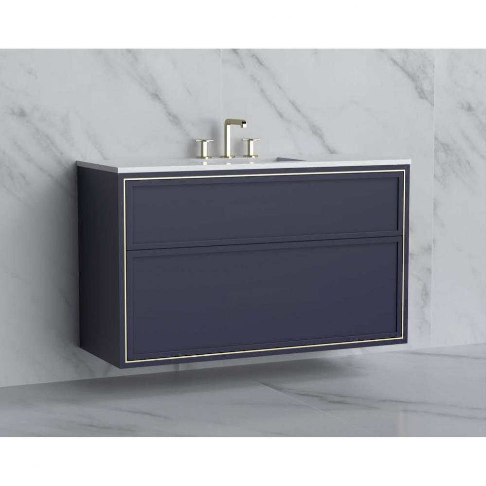 Madeli Edge 48C'' Wall hung Vanity Cabinet in Sapphire/HW: No Handles - Inlay  Polished