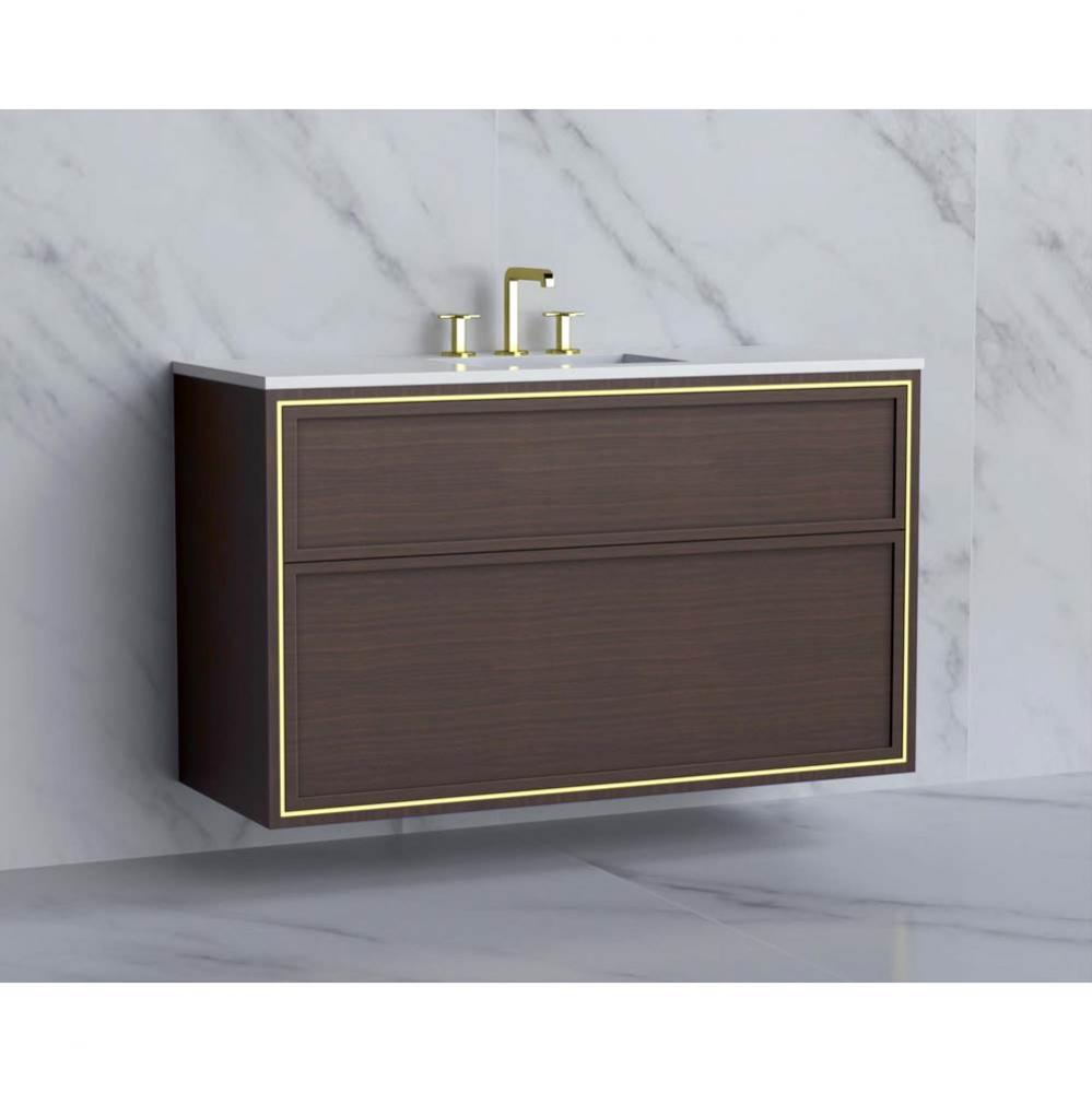 Madeli Edge 48C'' Wall hung Vanity Cabinet in Walnut/HW: No Handles - Inlay  Polished Ni