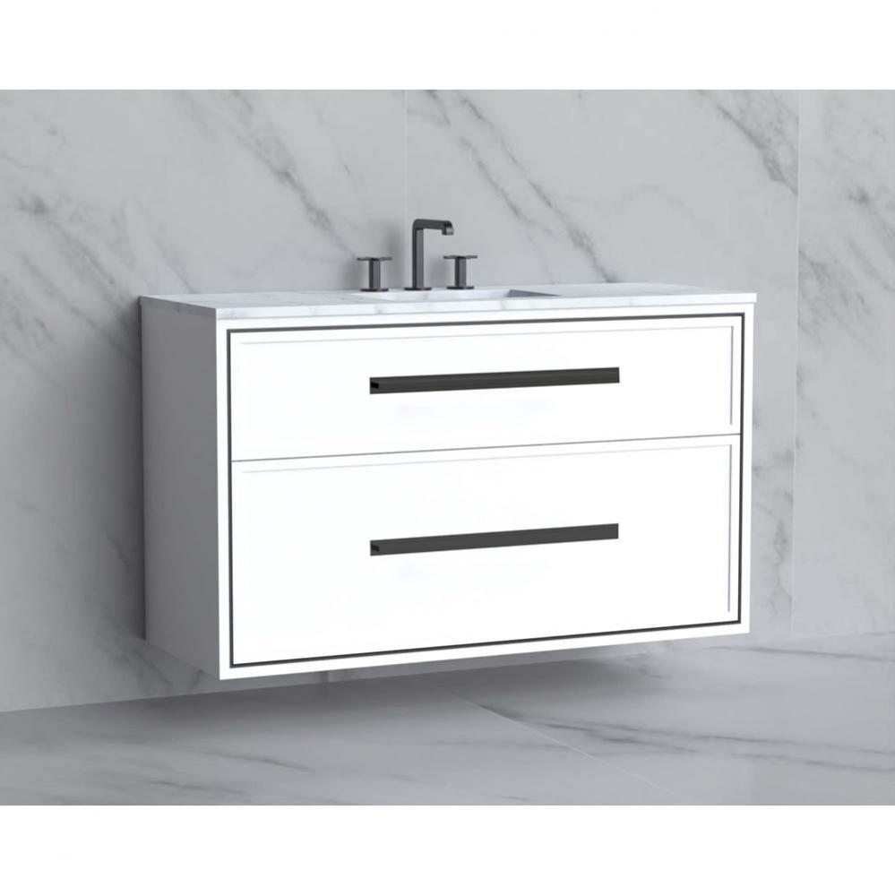 Madeli Edge 48C'' Wall hung Vanity Cabinet in White/HW: Handles Satin Brass(SB)
