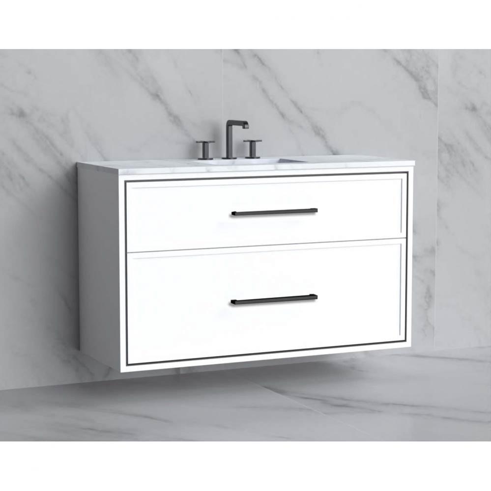 Madeli Edge 48C'' Wall hung Vanity Cabinet in White/HW: Handles Brushed Nickel(BN)
