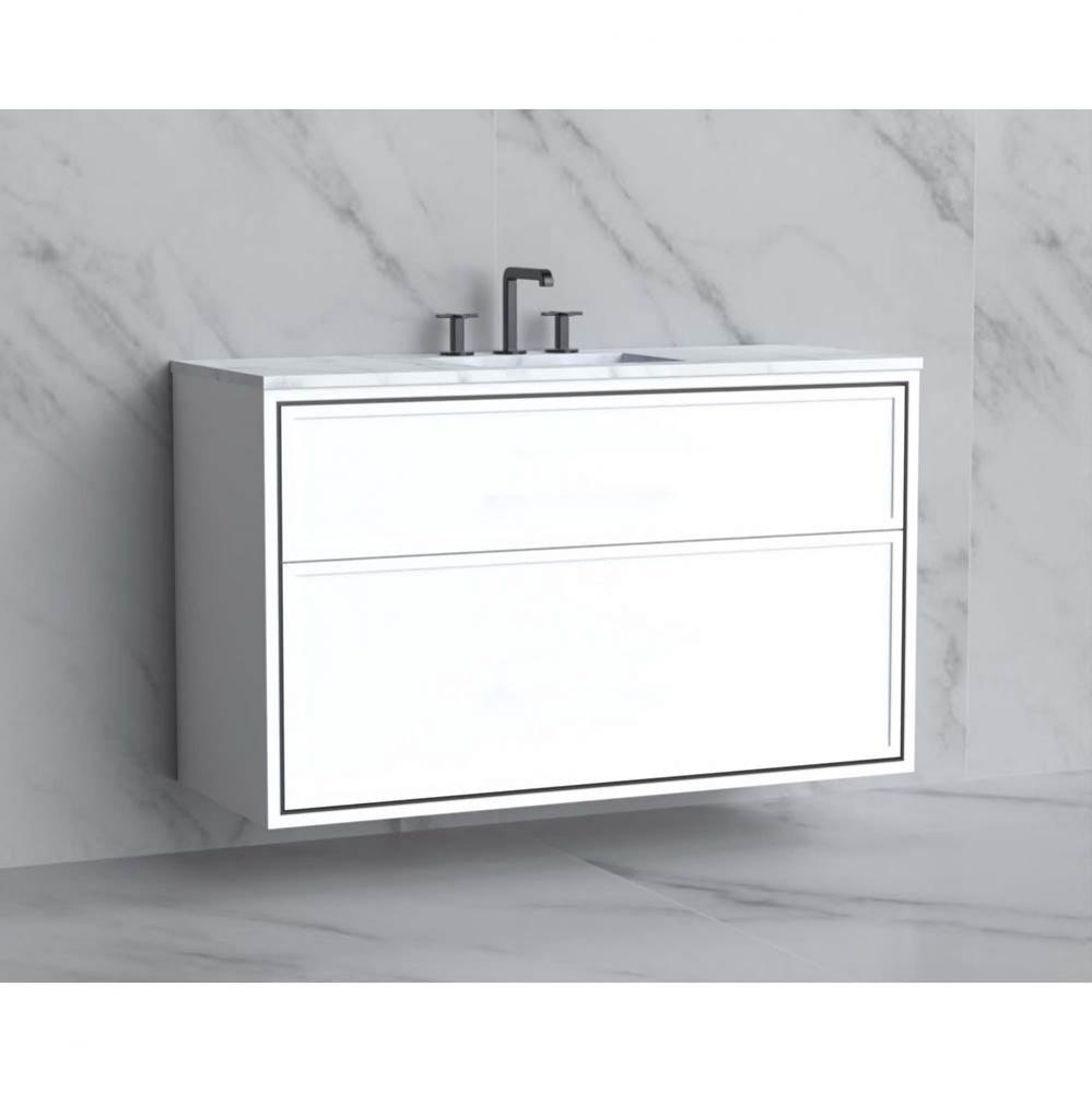 Madeli Edge 48C'' Wall hung Vanity Cabinet in White/HW: No Handles - Inlay  Satin Brass(