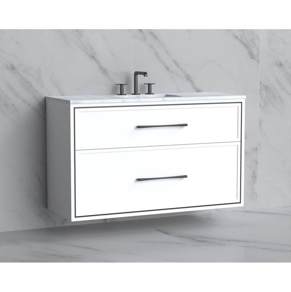 Edge 48C'' Wall hung Vanity Cabinet in White/HW: Handles Polished Chrome(PC)