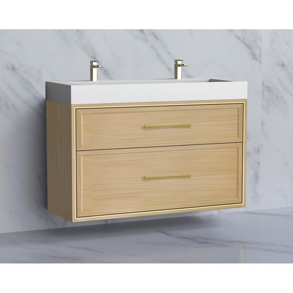 Madeli Edge 48D'' Wall hung Vanity Cabinet in Natural Oak/HW: Handles Satin Brass(SB)