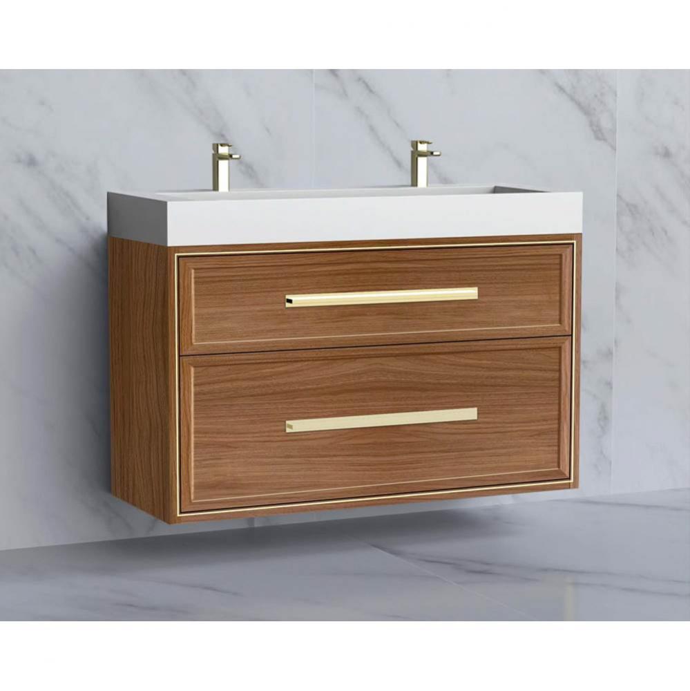 Madeli Edge 48D'' Wall hung Vanity Cabinet in Natural Walnut/HW: Handles Polished Nickel
