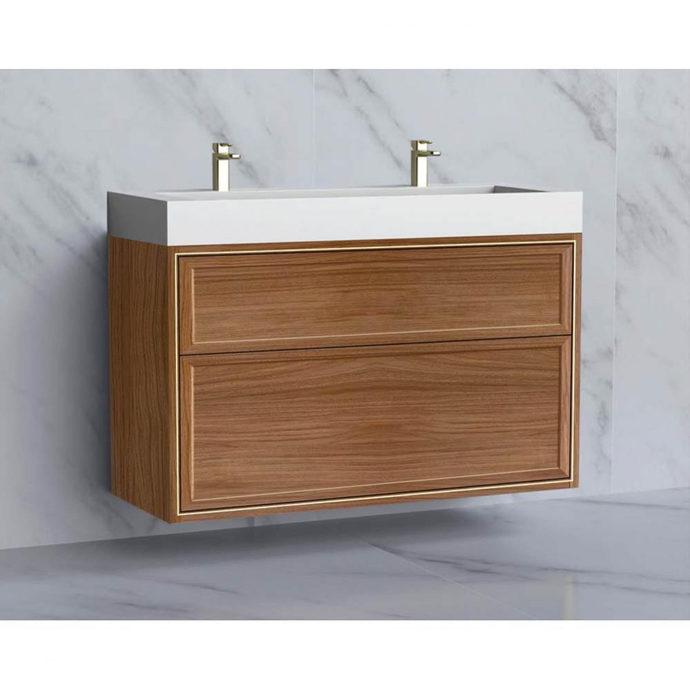 Madeli Edge 48D'' Wall hung Vanity Cabinet in Natural Walnut/HW: No Handles - Inlay  Pol