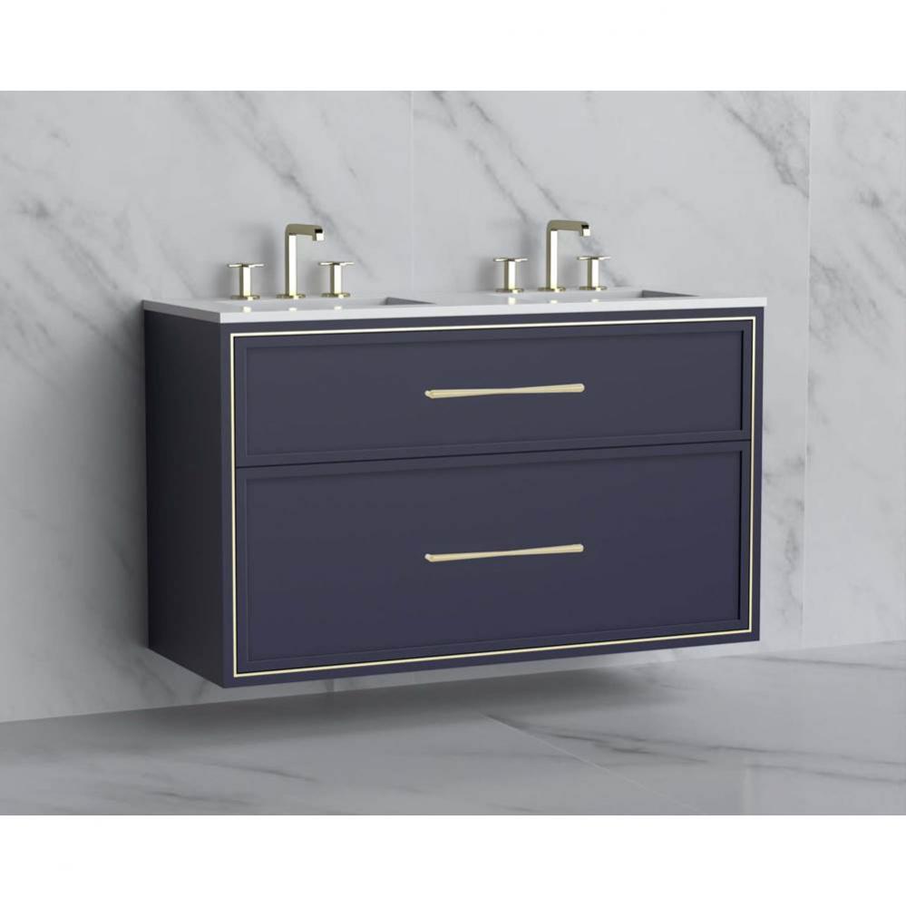 Edge 48D'' Wall hung Vanity Cabinet in Sapphire/HW: Handles Polished Chrome(PC)