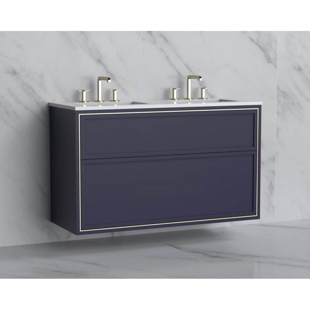 Madeli Edge 48D'' Wall hung Vanity Cabinet in Sapphire/HW: No Handles - Inlay  Matte Bla