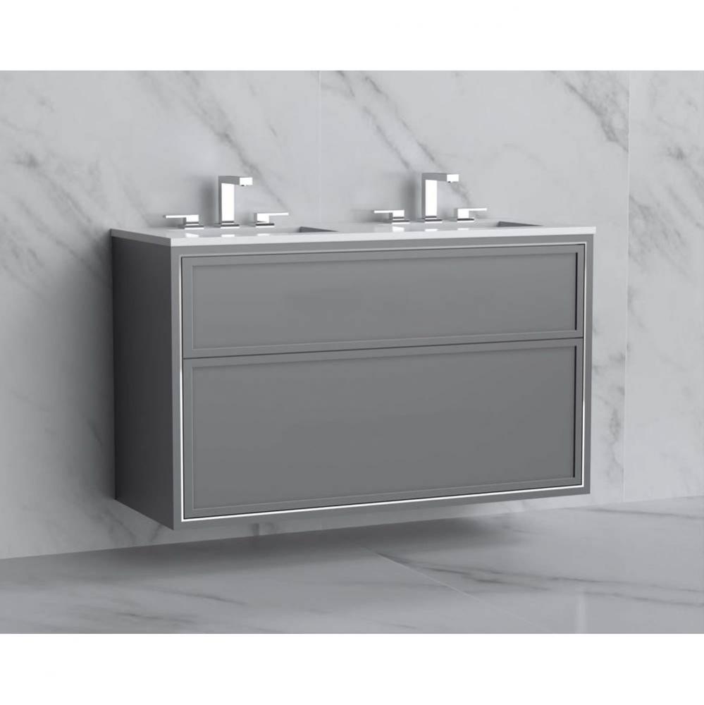 Madeli Edge 48D'' Wall hung Vanity Cabinet in Studio Grey/HW: No Handles - Inlay  Polish