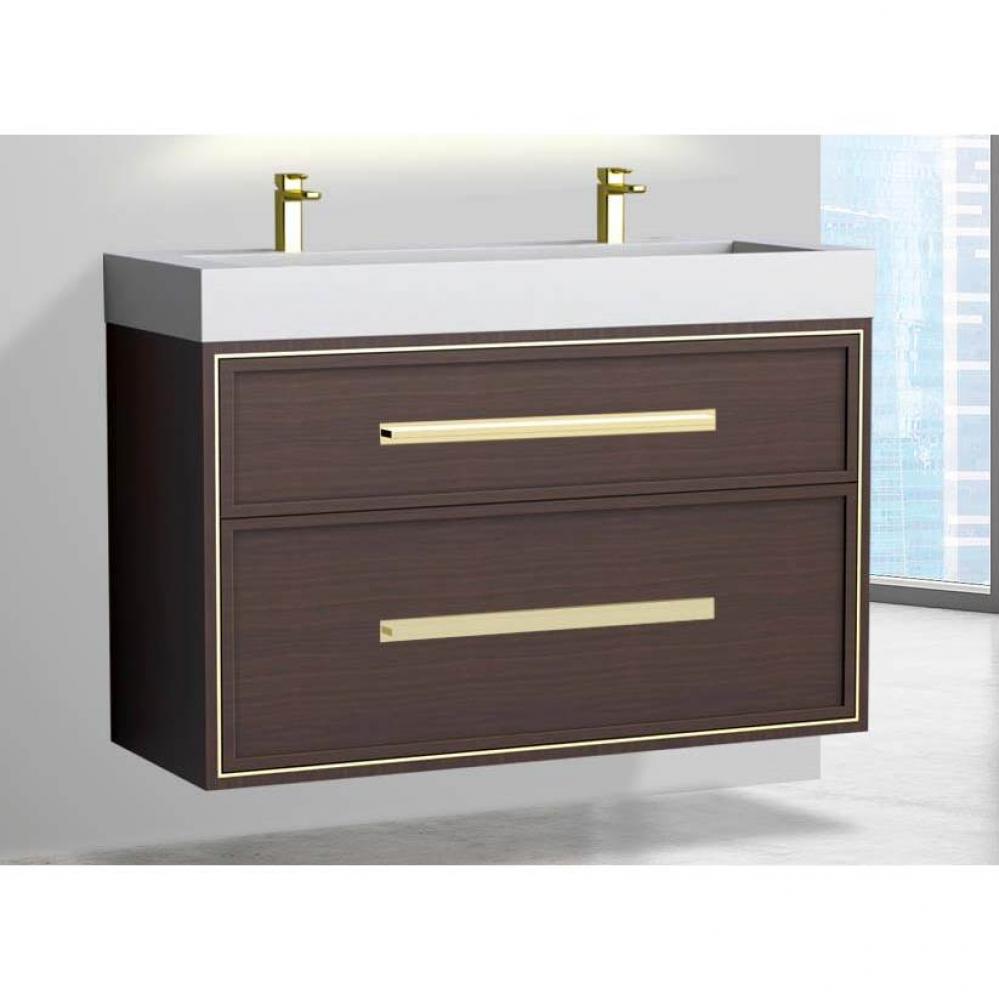 Madeli Edge 48D'' Wall hung Vanity Cabinet in Walnut/HW: Handles Polished Nickel(PN)