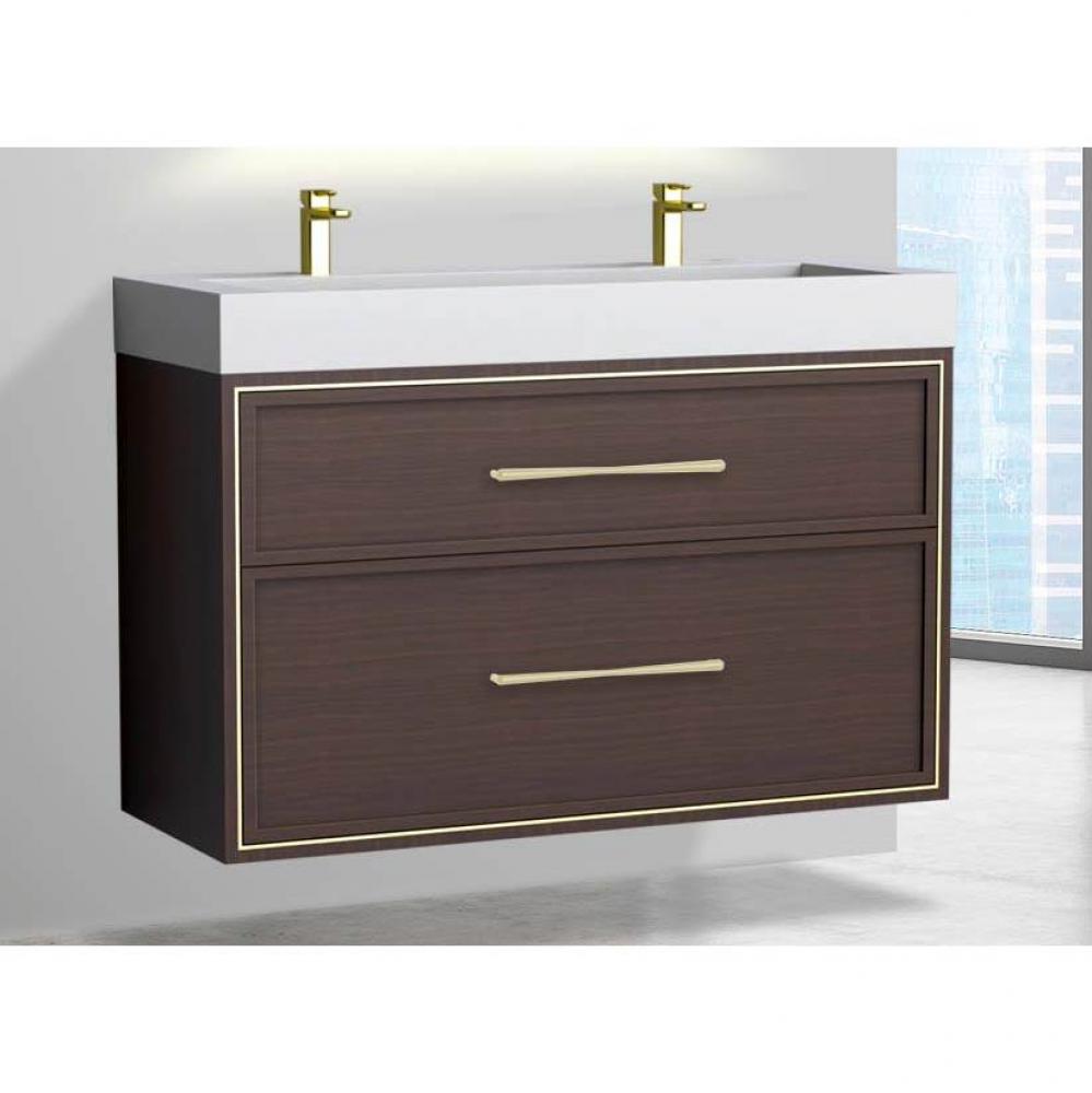 Madeli Edge 48D'' Wall hung Vanity Cabinet in Walnut/HW: Handles Brushed Nickel(BN)
