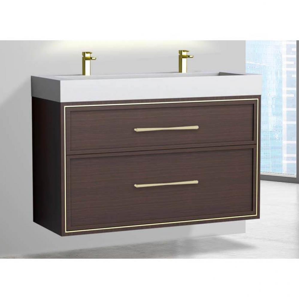 Madeli Edge 48D'' Wall hung Vanity Cabinet in Walnut/HW: Handles Polished Chrome(PC)