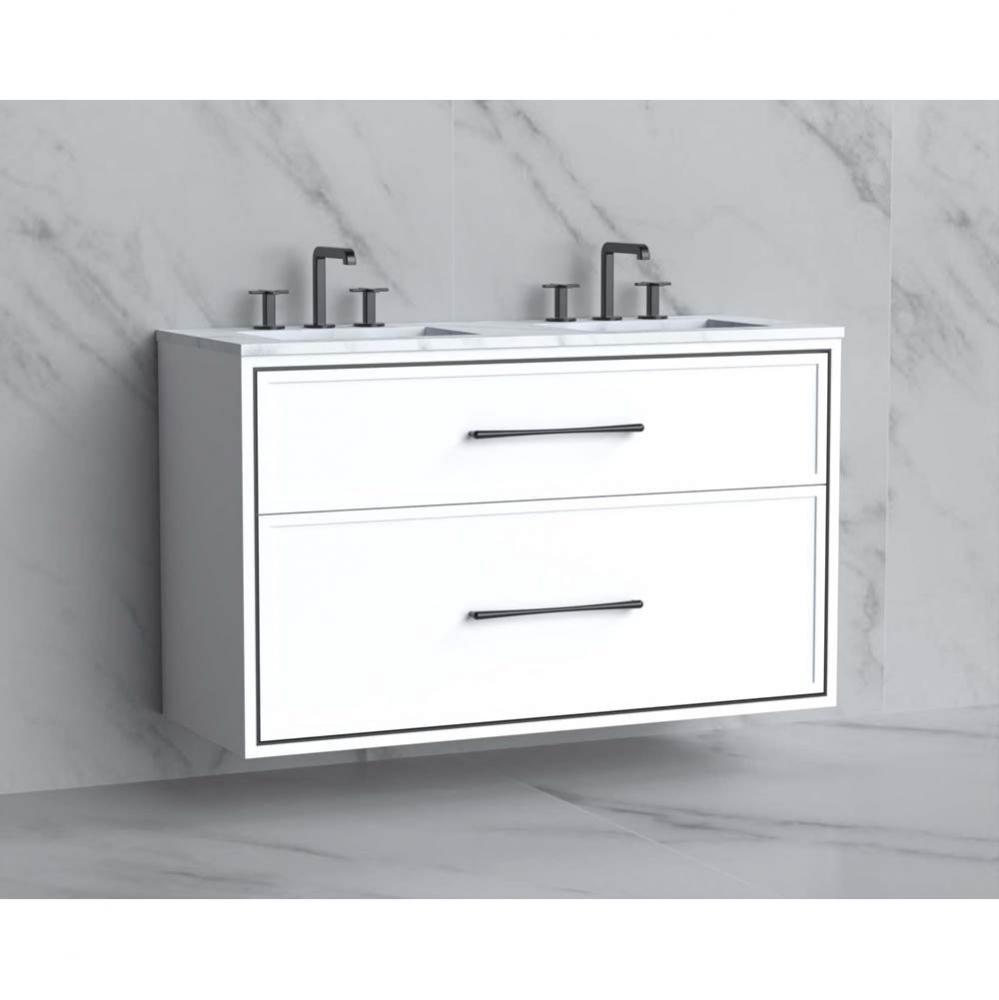 Madeli Edge 48D'' Wall hung Vanity Cabinet in White/HW: Handles Brushed Nickel(BN)