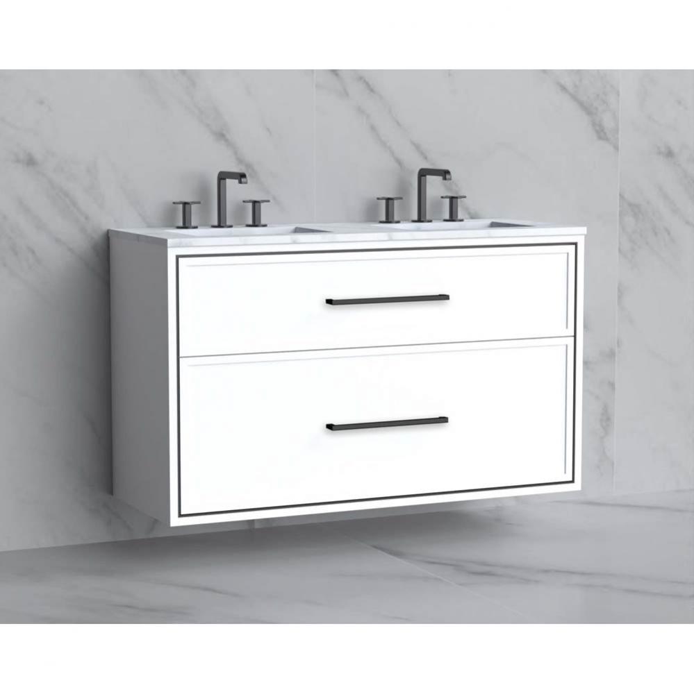 Madeli Edge 48D'' Wall hung Vanity Cabinet in White/HW: Handles Satin Brass(SB)