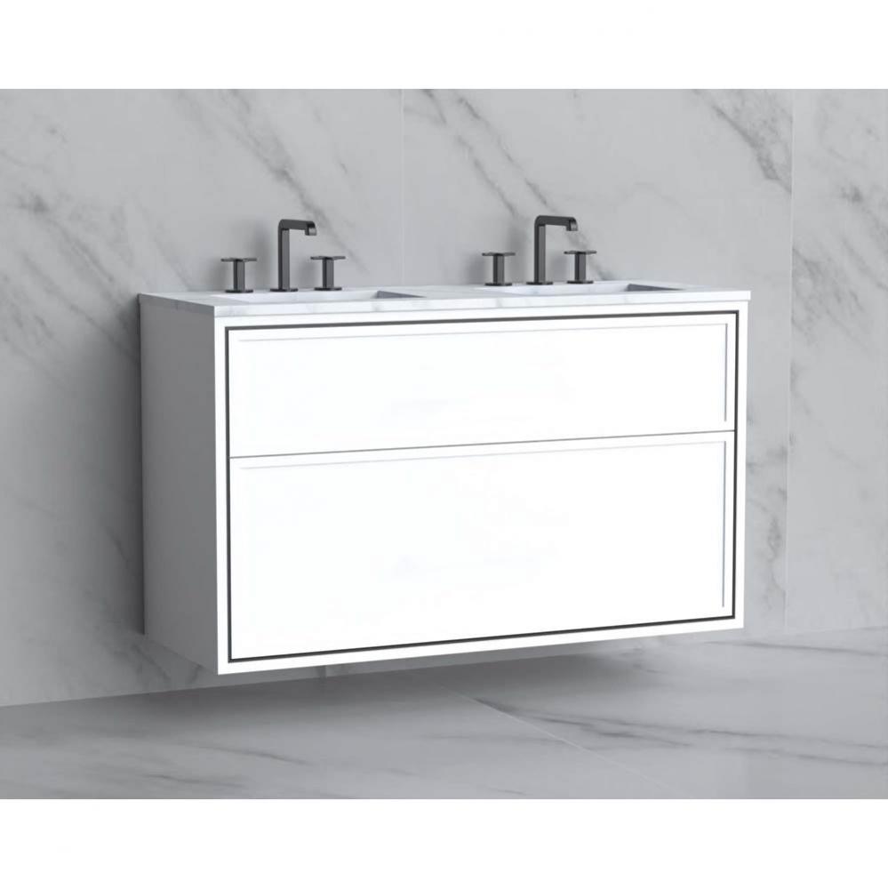 Madeli Edge 48D'' Wall hung Vanity Cabinet in White/HW: No Handles - Inlay  Polished Chr