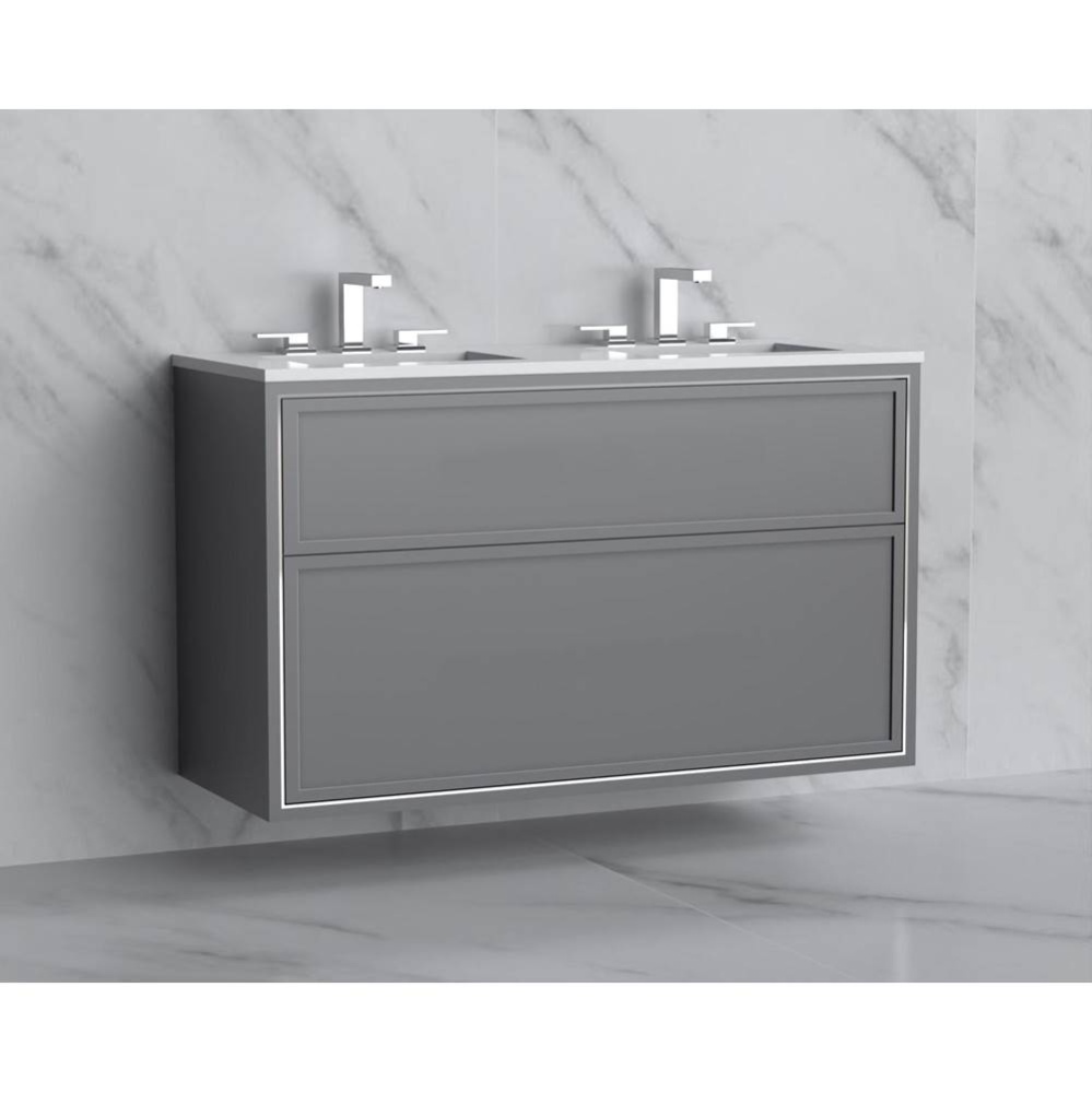 Edge 48D'' Wall hung Vanity Cabinet in Studio Grey/HW: No Handles - Inlay  Matte Black(M