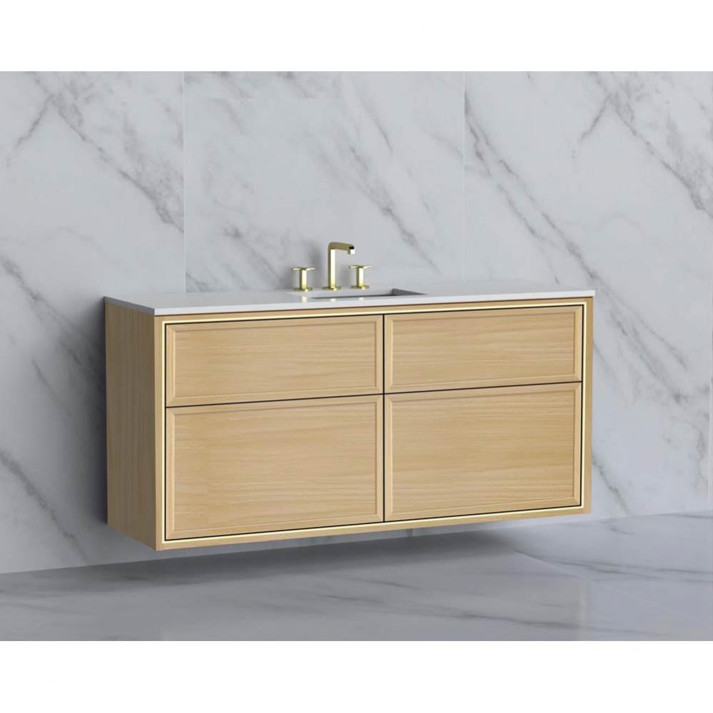 Madeli Edge 60C'' Wall hung Vanity Cabinet in Natural Oak/HW: No Handles - Inlay  Polish