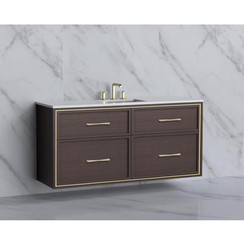 Madeli Edge 60C'' Wall hung Vanity Cabinet in Walnut/HW: Handles Satin Brass(SB)